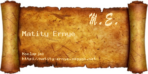 Matity Ernye névjegykártya